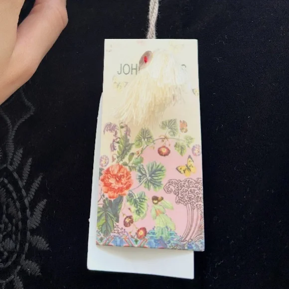 NWT Johnny Was Althea Stretch Tonal Embroidered Velvet Leggings Black XXL - Picture 5 of 8